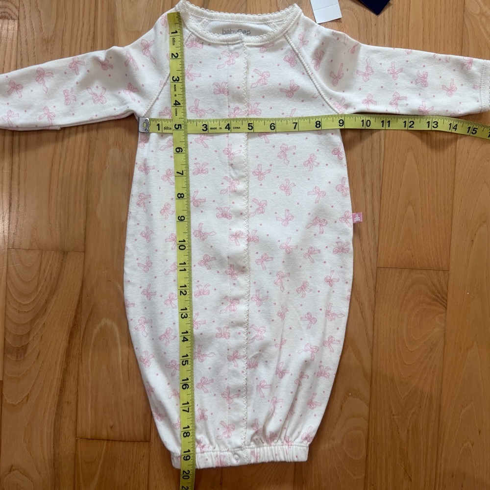 Baby Gap Convertible Infant Gown Pink Bows Print Cotton Size 0-3 Months - Picture 12 of 12